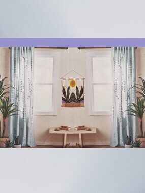 2 new ETHER Wild Sage Tufted Triangle Cotton 95"L x 50"W Window Curtain Panels
